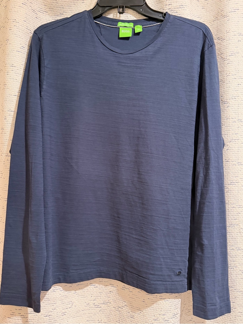 Boss Long-Sleeve Crewneck Tee in Navy Blue